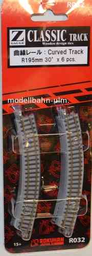 Rokuhan / Noch 97032 R032 Gebogenes Gleis R 195mm 6 Stück Spur Z